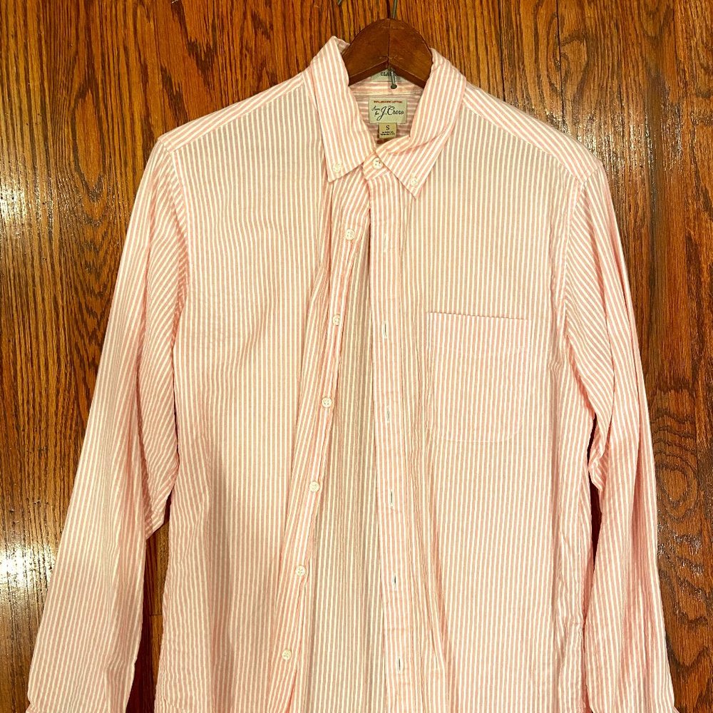 J. Crew Long Sleeve Pink Shirt, Seersucker-style, Size S